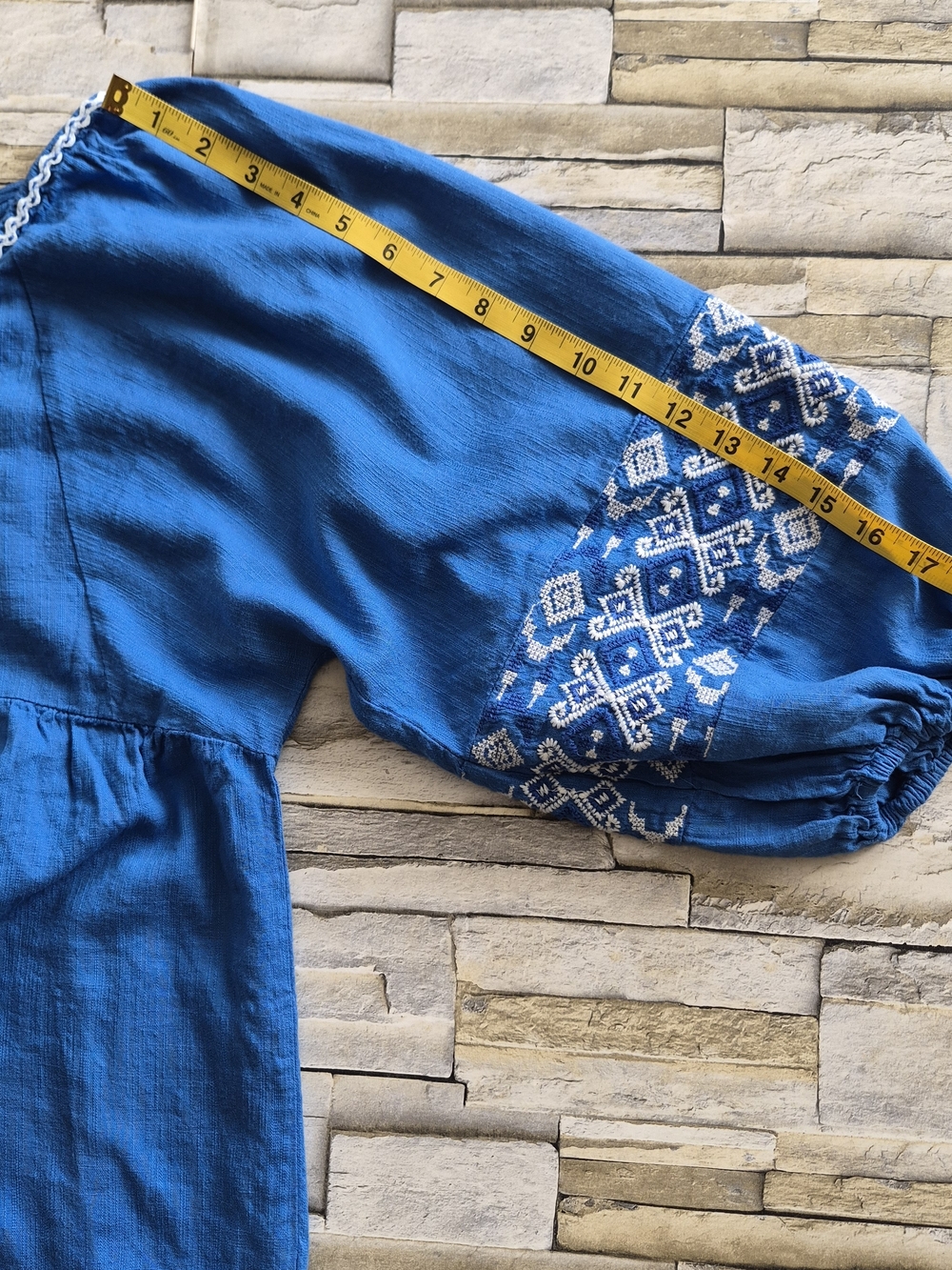 ​ZARA Maxi Dress Large Blue Embroidered Tiered Boho Peasant Festival Summer - Picture 7 of 9